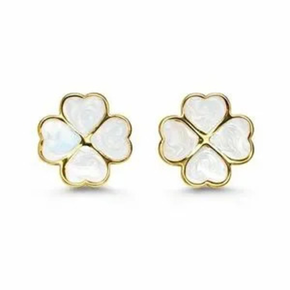 Elegant Gold and White Flower Earrings